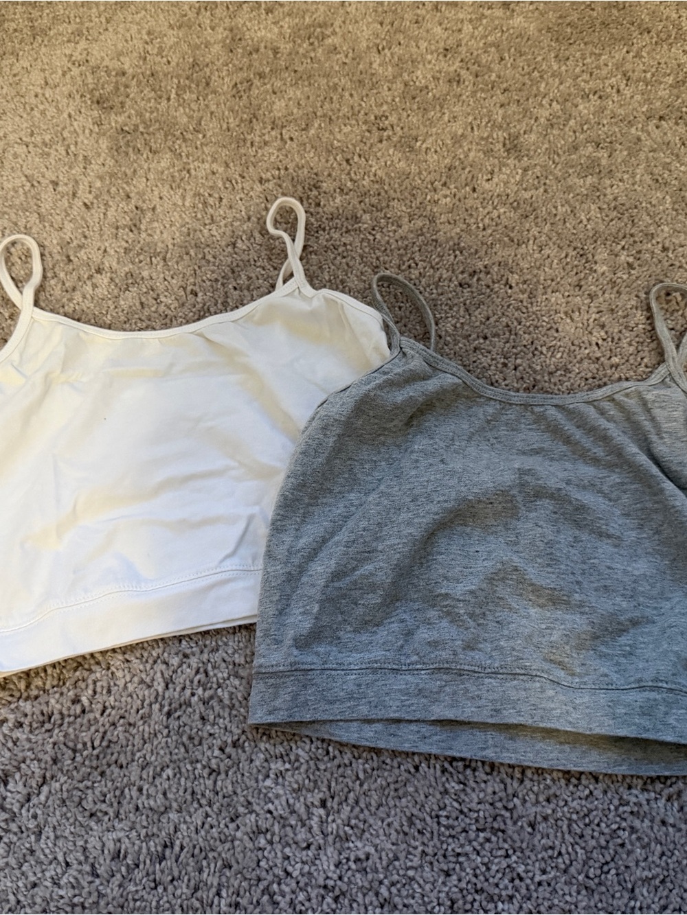 Amazon Women's White and Gray Crop Tank Tops - 2 Pack